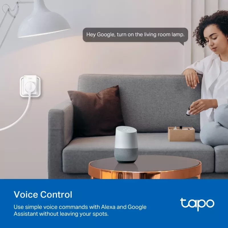 TP-Link Tapo Mini Smart Wi-Fi Socket, Energy Monitoring, Indoor, White, Home, Office, Status, Android, iOS, Wireless