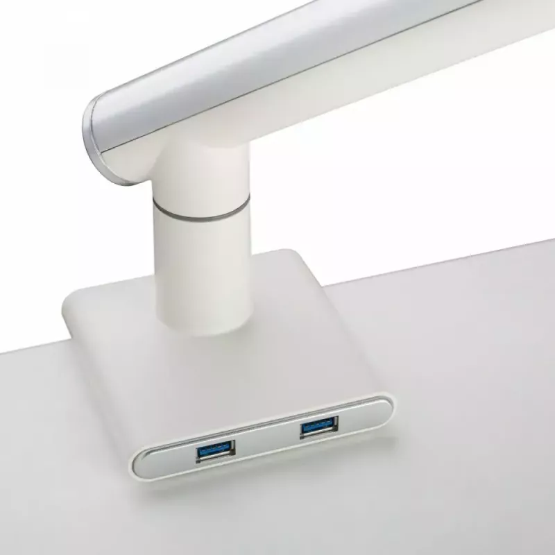 Monitor desk mount ART RAMM L-19GD for 17–32 inch monitors, gas-assisted, 2–9 kg, 2x USB 3.0, white, clamp