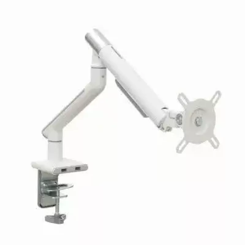 Monitor desk mount ART RAMM L-19GD for 17–32 inch monitors, gas-assisted, 2–9 kg, 2x USB 3.0, white, clamp