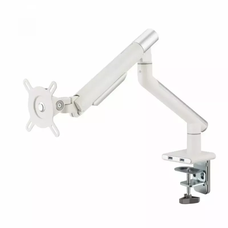 Monitor desk mount ART RAMM L-19GD for 17–32 inch monitors, gas-assisted, 2–9 kg, 2x USB 3.0, white, clamp