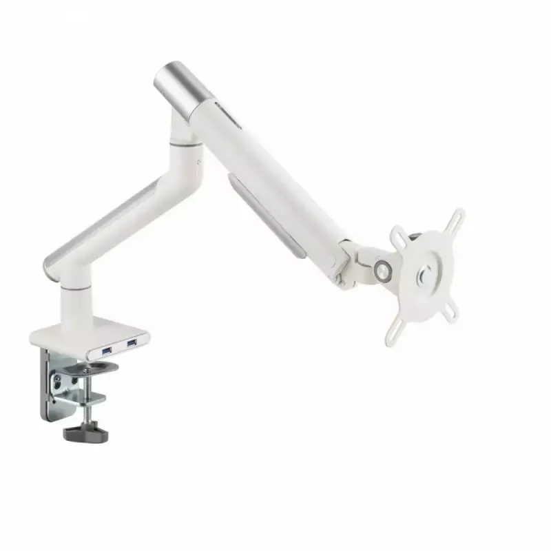 Monitor desk mount ART RAMM L-19GD for 17–32 inch monitors, gas-assisted, 2–9 kg, 2x USB 3.0, white, clamp