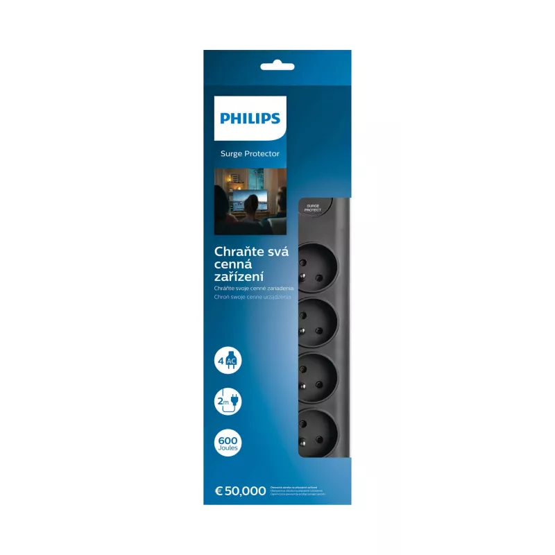 Surge Protector Philips SPN7040BA/60 6 AC outlets 600 J 2 m Black