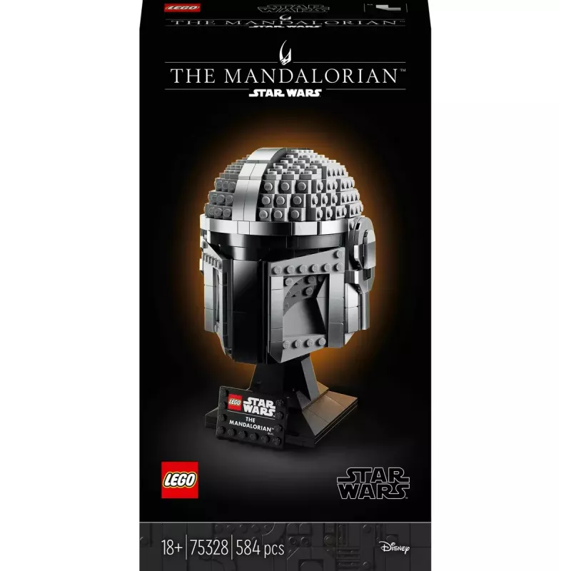Construction toy LEGO Mandalorian Helmet 75328 — Star Wars display model, collectible build, 584 pieces, age 18+