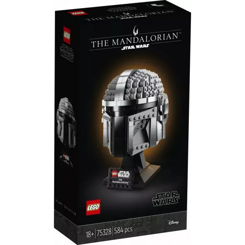 Construction toy LEGO Mandalorian Helmet 75328 — Star Wars display model, collectible build, 584 pieces, age 18+