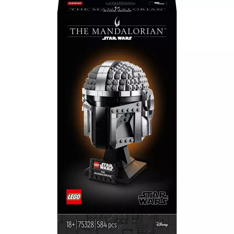 Construction toy LEGO Mandalorian Helmet 75328 — Star Wars display model, collectible build, 584 pieces, age 18+