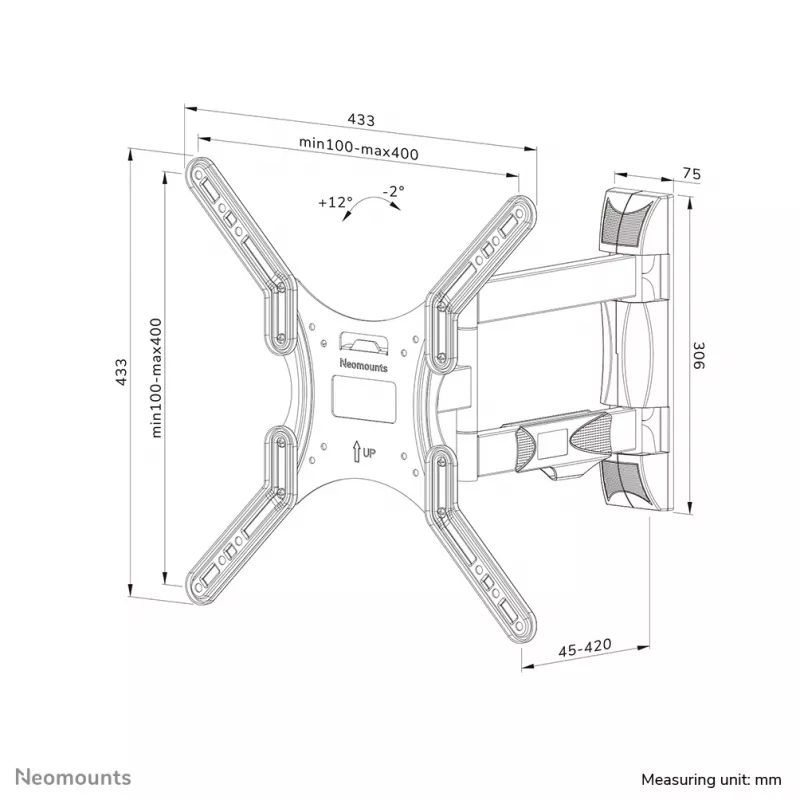 Neomounts WL40-550BL14 TV mount wall 40-55 inch - full motion - easy install