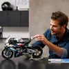 LEGO Technic motorcycle model BMW M1000RR 42130 with detailed engine and working suspension