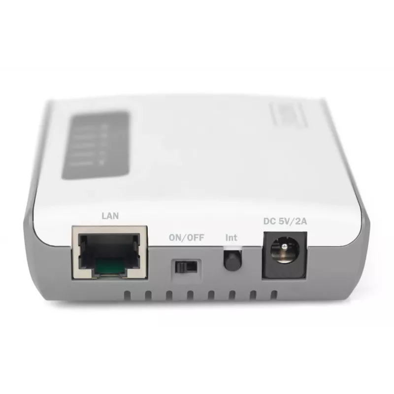 DIGITUS 2-Port USB 2.0 Wi-Fi Network Server NAS USB Hub Print Server