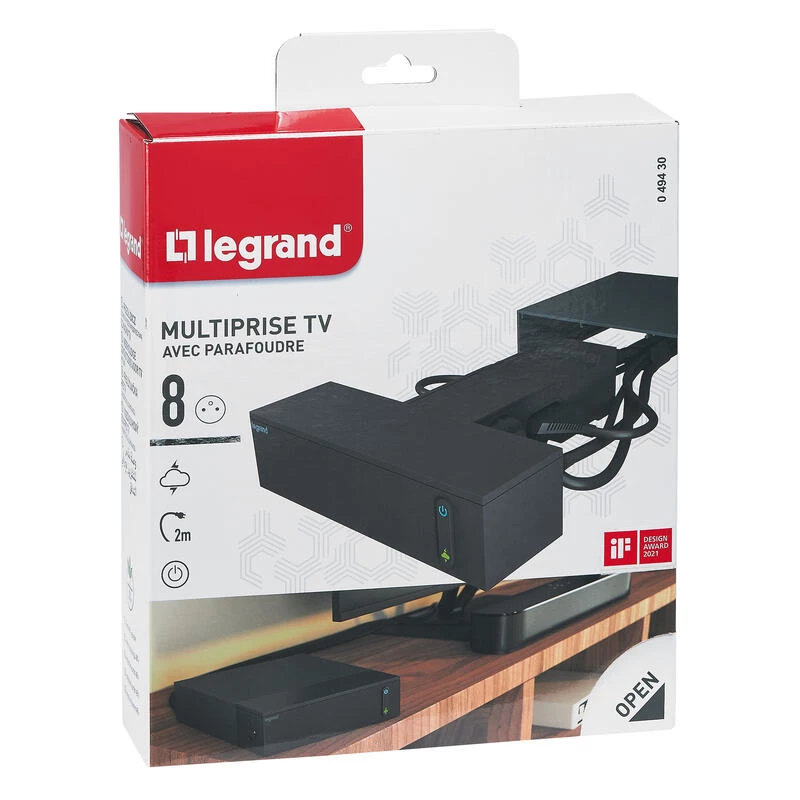 Legrand 049430 power extension 2 m 8 AC outlet(s) Indoor Black