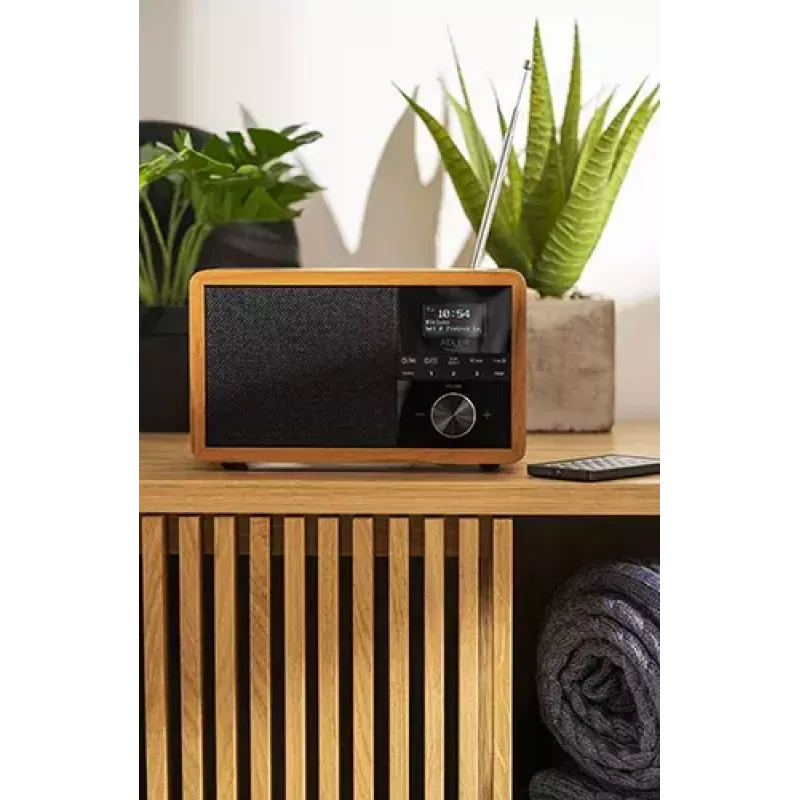 Portable radio Adler AD 1184 with DAB+/FM/AM digital tuner, Bluetooth 5.0, 15W, SD/USB, alarm clock, black/wood