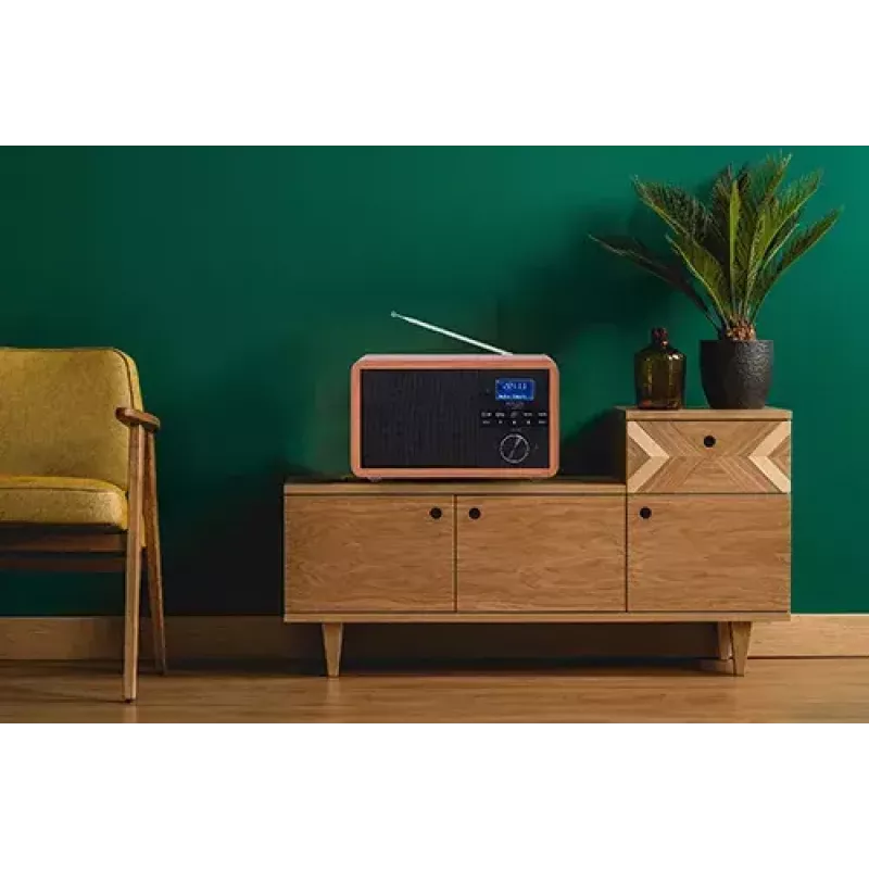 Portable radio Adler AD 1184 with DAB+/FM/AM digital tuner, Bluetooth 5.0, 15W, SD/USB, alarm clock, black/wood