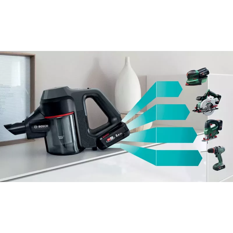 Bosch BBS712A stick vacuum/electric broom 2-in-1 stick vacuum Battery Dry Hygiene Filter Bagless 0.3 L Graphite