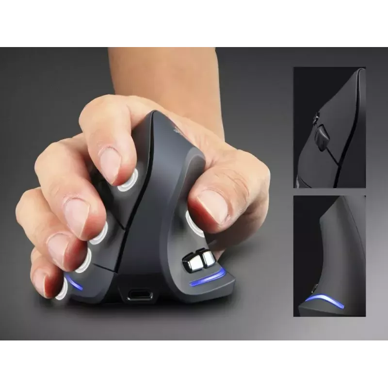 Wireless vertical mouse MEDIA-TECH MT1123, black, 2400 DPI, 5 buttons, RF USB receiver