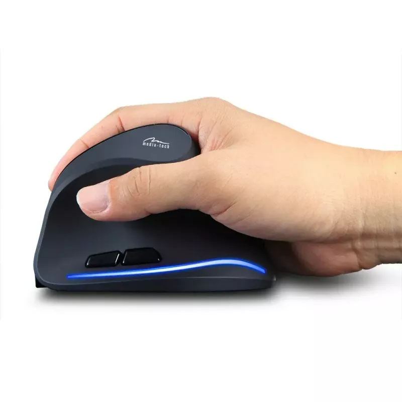 Wireless vertical mouse MEDIA-TECH MT1123, black, 2400 DPI, 5 buttons, RF USB receiver