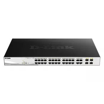 Managed L2 Gigabit PoE Switch D-Link DGS-1210-24P — 24x 10/100/1000 RJ-45, IEEE 802.3af/at, 56 Gbit/s, rack-mount, black