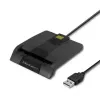 Card reader QOLTEC 50634 USB Type-C, ABS housing, 90×69 mm, 1.0 m cable, black