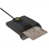 Card reader QOLTEC 50634 USB Type-C, ABS housing, 90×69 mm, 1.0 m cable, black