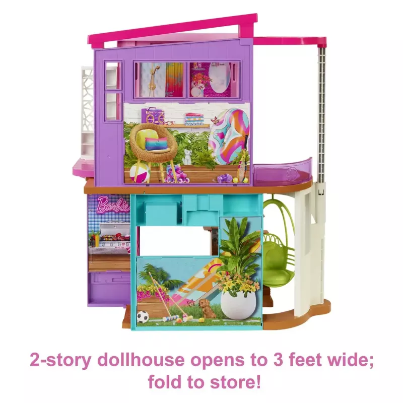 Barbie Vacation House Playset with 30+ Pieces, Toy for 3 Year Olds & Up