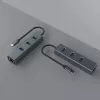 USB-C hub SAVIO AK-57 with 3× USB-A, RJ-45 Gigabit Ethernet (5000 Mbit/s), aluminium grey
