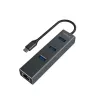 USB-C hub SAVIO AK-57 with 3× USB-A, RJ-45 Gigabit Ethernet (5000 Mbit/s), aluminium grey