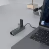 USB-C hub SAVIO AK-57 with 3× USB-A, RJ-45 Gigabit Ethernet (5000 Mbit/s), aluminium grey