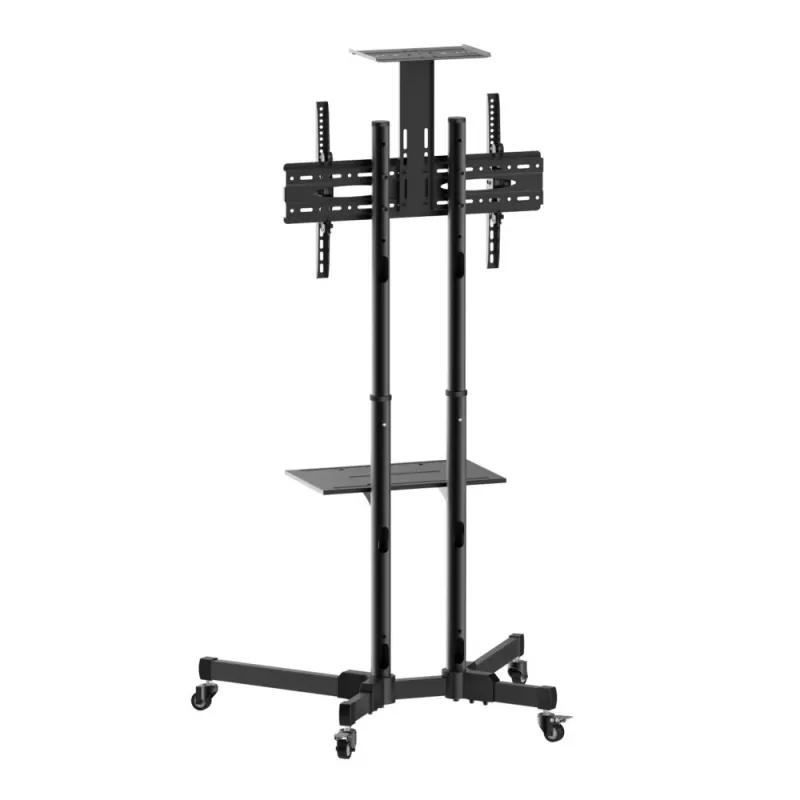 Floor stand mount TECHLY ICA-TR16T for 37 inch–70 inch displays, VESA 200x200–600x400, up to 50 kg, height adjustable, wheels, tilt ±10° (black)