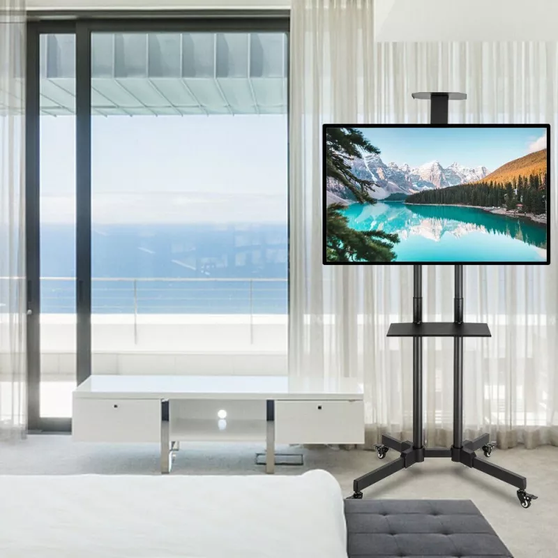 Floor stand mount TECHLY ICA-TR16T for 37 inch–70 inch displays, VESA 200x200–600x400, up to 50 kg, height adjustable, wheels, tilt ±10° (black)