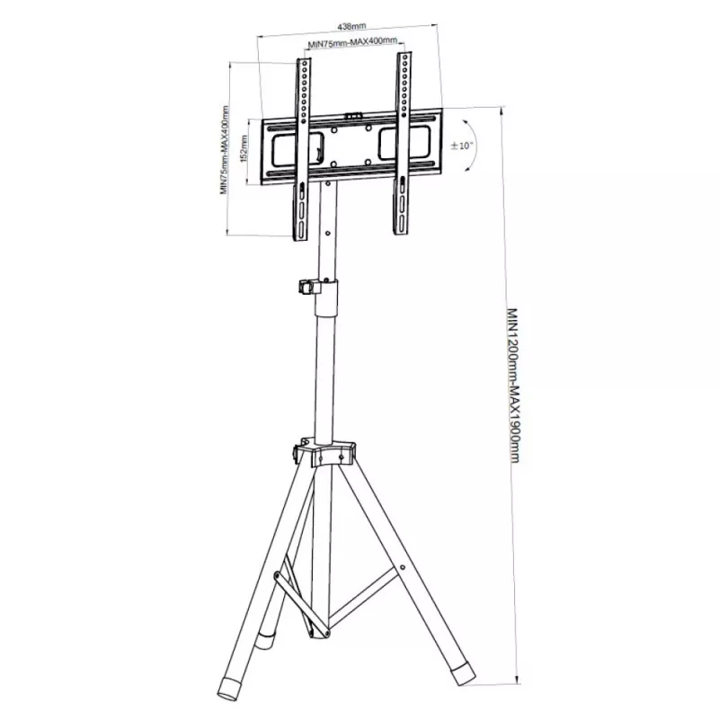Techly Universal Floor Tripod Stand for 17-60 inch TV