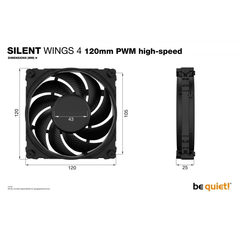 be quiet SILENT WINGS 4 | 120mm PWM high-speed Computer case Fan 12 cm Black 1 pc(s)