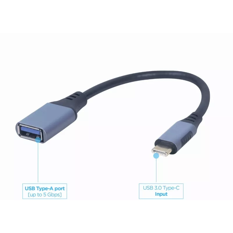 GEMBIRD USB 3.0 OTG Type-C to USB Type-A Cable (CM/AF), Space Grey