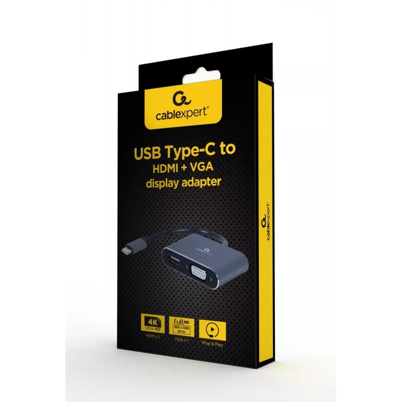 GEMBIRD Alt-DP USB Type-C to HDMI + VGA Display Adapter - Space Grey