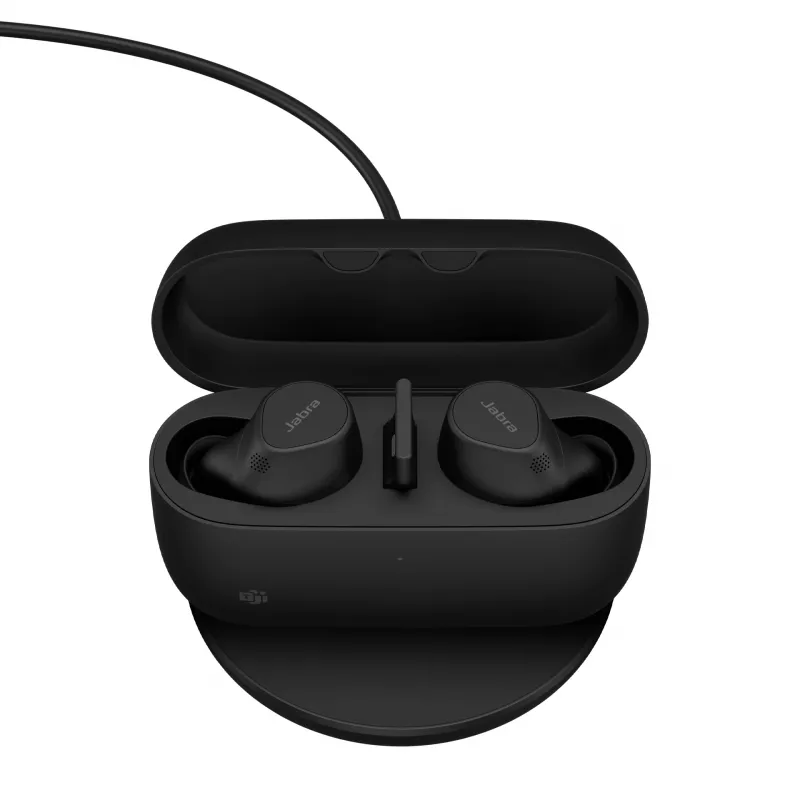 Jabra Evolve2 Buds - USB-A MS Wireless Charging Pad, True Wireless Stereo (TWS), Calls/Music, 5.4 g, Headset, Black