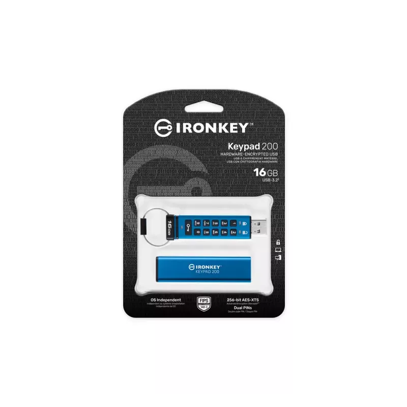 USB Flash Drive Kingston 16GB USB Type-A IronKey Keypad 200