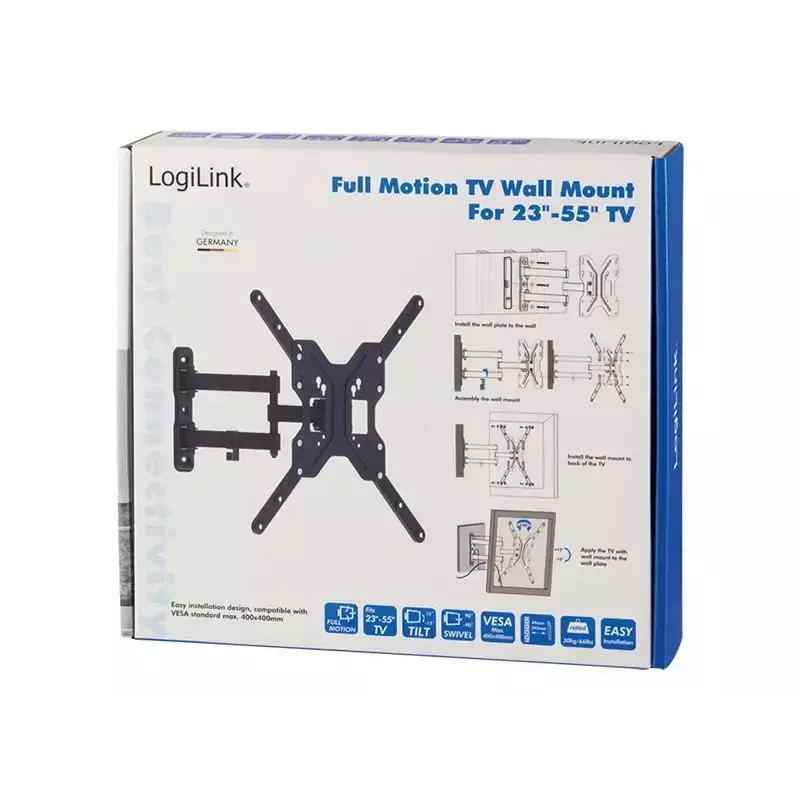 LogiLink BP0016 TV Wall Mount, 23-55 inch, Tilt/Swivel, max. 30 kg
