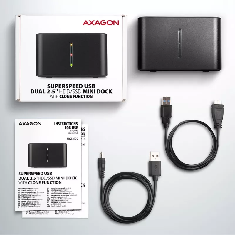 Axagon ADSA-D25 SuperSpeed USB DUAL 2.5 inch SSD/HDD MINI dock