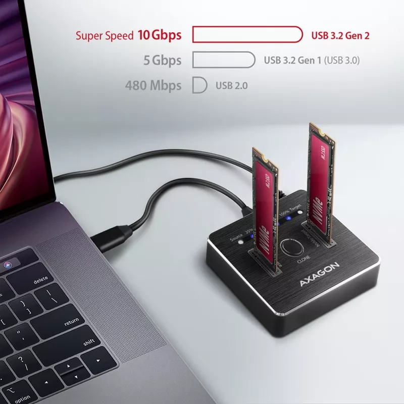 Axagon ADSA-M2C SuperSpeed USB-C 10Gbps dual M.2 NVMe dock