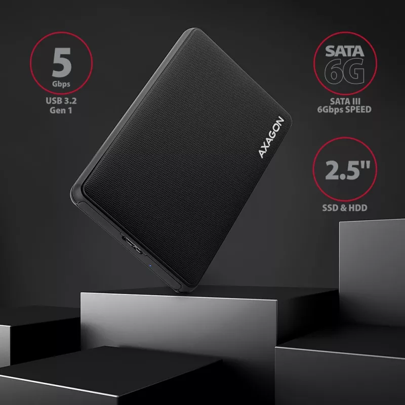Axagon EE25-SL Screwless USB 3.2 Gen 1 - SATA 6G external box for 2.5 inch SSD/HDD