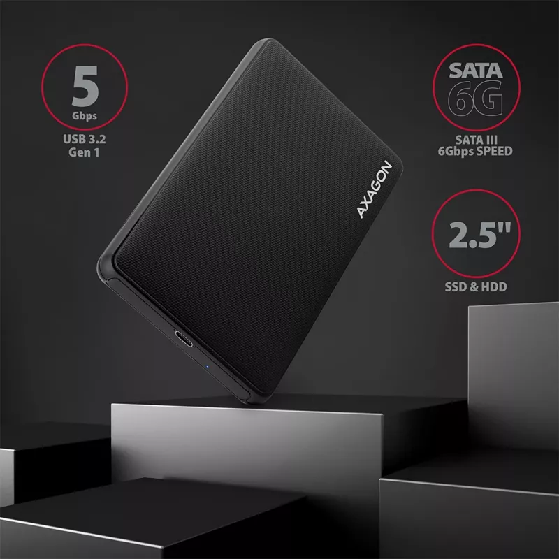 Axagon EE25-SLC Screwless USB-C 3.2 Gen 1 - SATA 6G external box for 2.5 inch SSD/HDD
