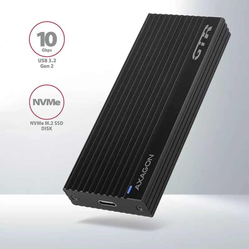 Axagon EEM2-GTR External USB-C 3.2 Gen 2 metal box for M.2 NVMe SSDs