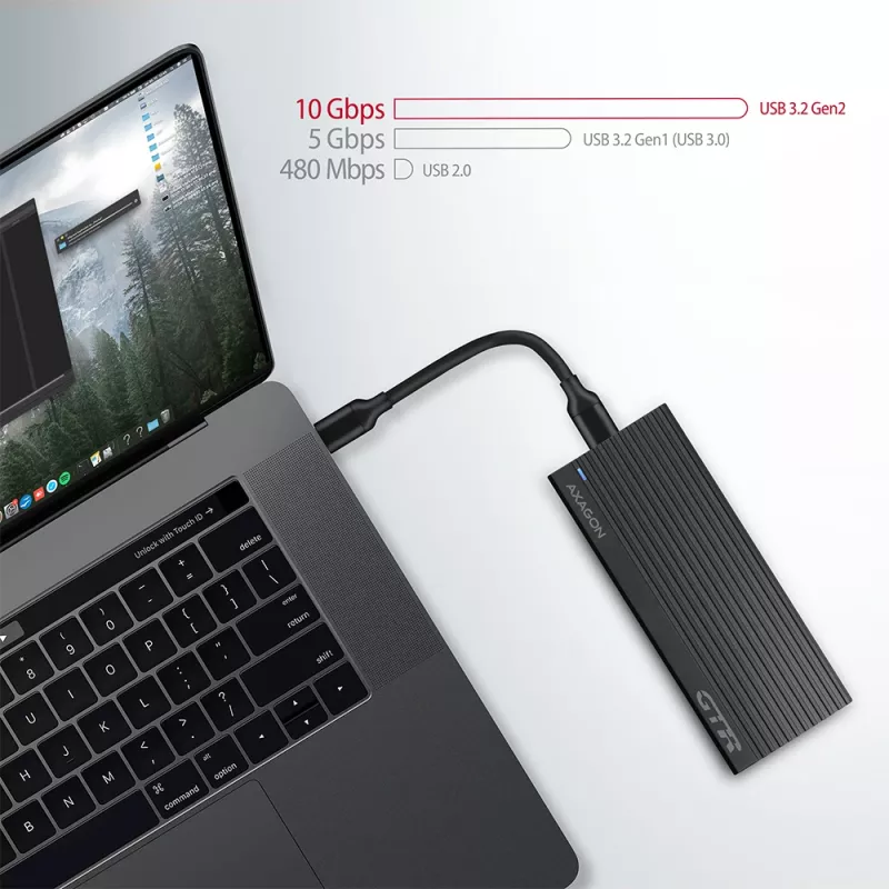 Axagon EEM2-GTR External USB-C 3.2 Gen 2 metal box for M.2 NVMe SSDs