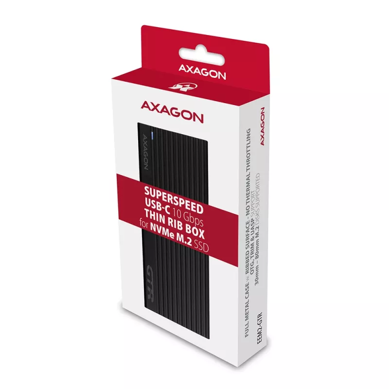 Axagon EEM2-GTR External USB-C 3.2 Gen 2 metal box for M.2 NVMe SSDs