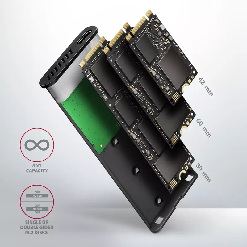 SSD enclosure Axagon EEM2-SBC USB-C 3.2 Gen 2 Black M.2