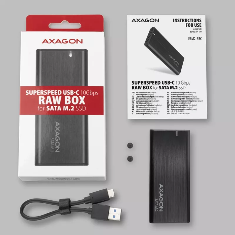 SSD enclosure Axagon EEM2-SBC USB-C 3.2 Gen 2 Black M.2