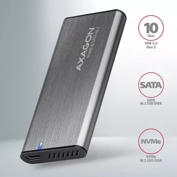 Axagon EEM2-SG2 SuperSpeed+ USB-C - M.2 NVMe & SATA SSD RAW box