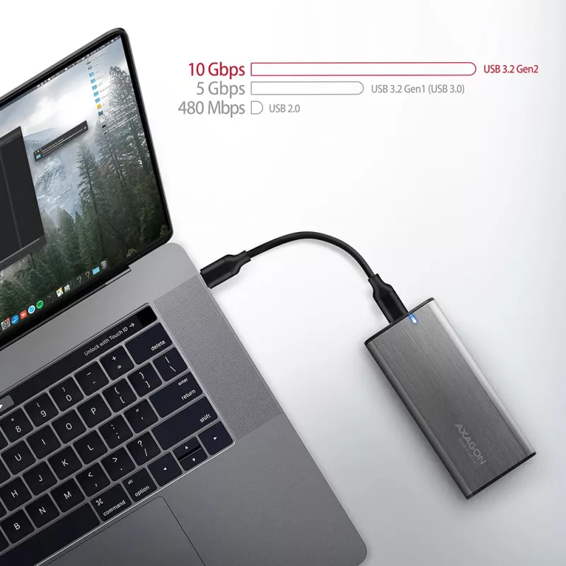 Axagon EEM2-SG2 SuperSpeed+ USB-C - M.2 NVMe & SATA SSD RAW box