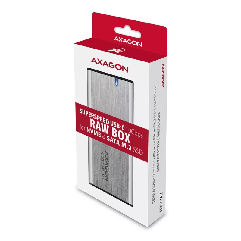 Axagon EEM2-SG2 SuperSpeed+ USB-C - M.2 NVMe & SATA SSD RAW box