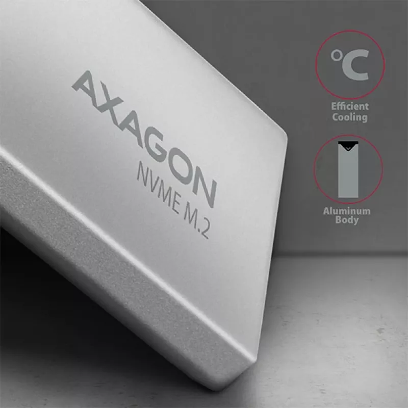 Axagon EEM2-UG2 External USB-C 10Gbps metal box for M.2 NVMe SSD disks. Silver