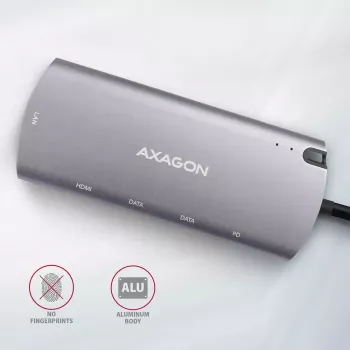 Axagon HMC-6M2 USB 3.2 Gen 1 hub, 2x USB-A, HDMI, RJ-45, SATA M.2, PD 100W, USB-C cable