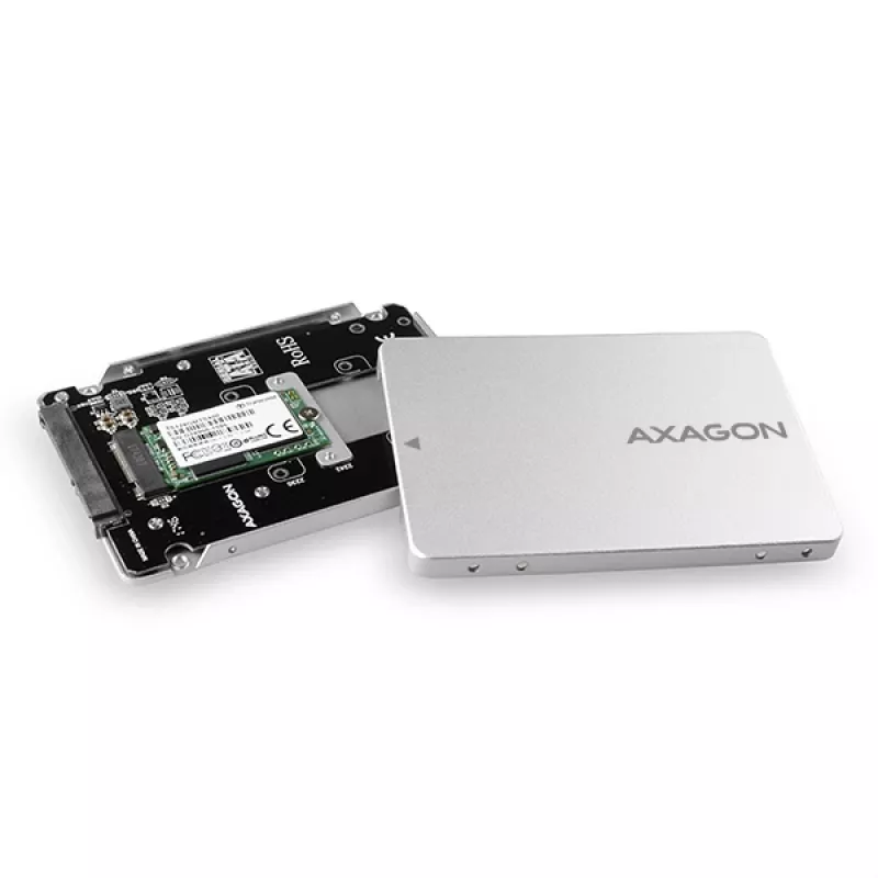 Axagon RSS-M2SD SATA - M.2 SATA SSD, internal 2.5 inch ALU box, silver