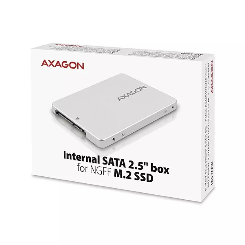Axagon RSS-M2SD SATA - M.2 SATA SSD, internal 2.5 inch ALU box, silver